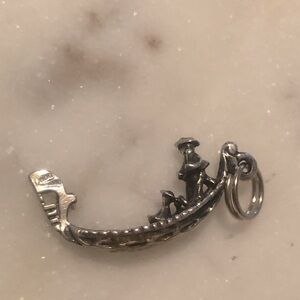 VTG 800 Silver Italian Gondola Boat Miniature Charm Bracelet Charm 26mm